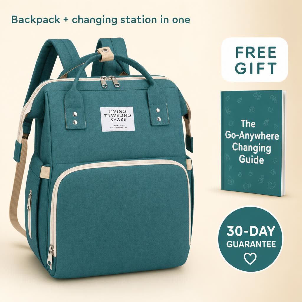Wayfold diaper backpack with changing station, free guide and 30-day guarantee